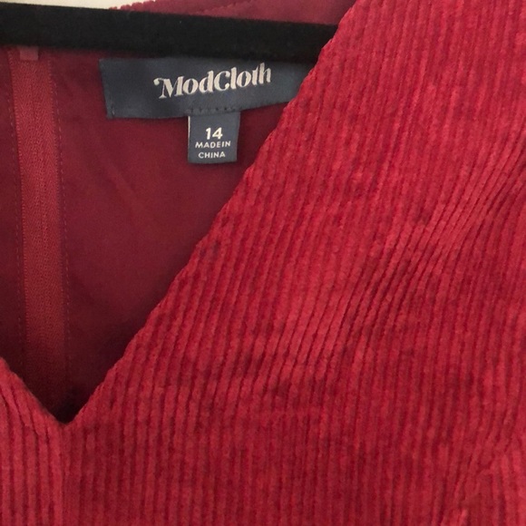 ModCloth Corduroy burgundy POCKET dress- 14 - Picture 3 of 4